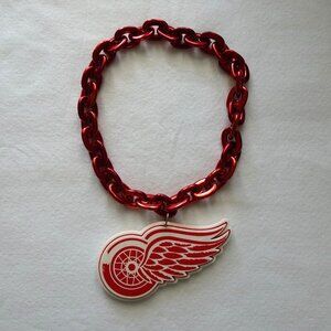 Detroit Red Wings Hockey Red Fan Chain Necklace Foam Logo USA New Bling